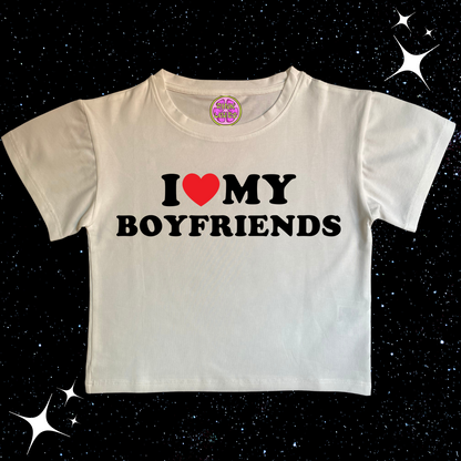 I Love My Boyfriends Crop Tee White Shirts & Tops PinkLimes Trending Streetwear