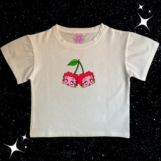 Cherry Dice Crop Tee White Shirts & Tops PinkLimes Trending Streetwear