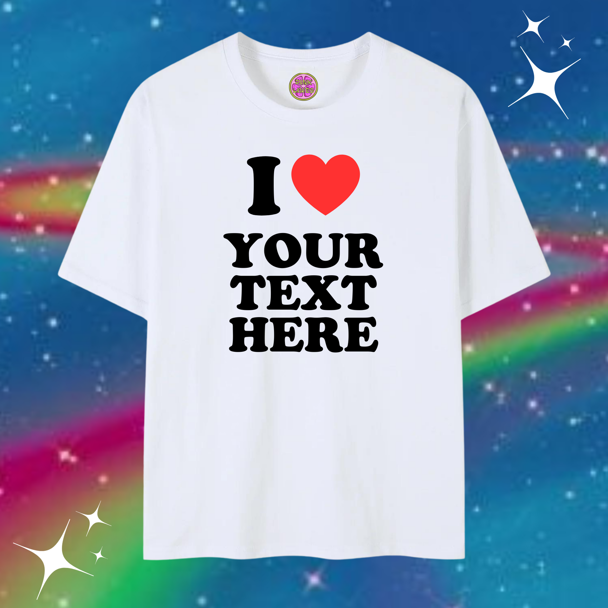 I Love Custom Baggy Tee White Shirts & Tops PinkLimes Trending Streetwear