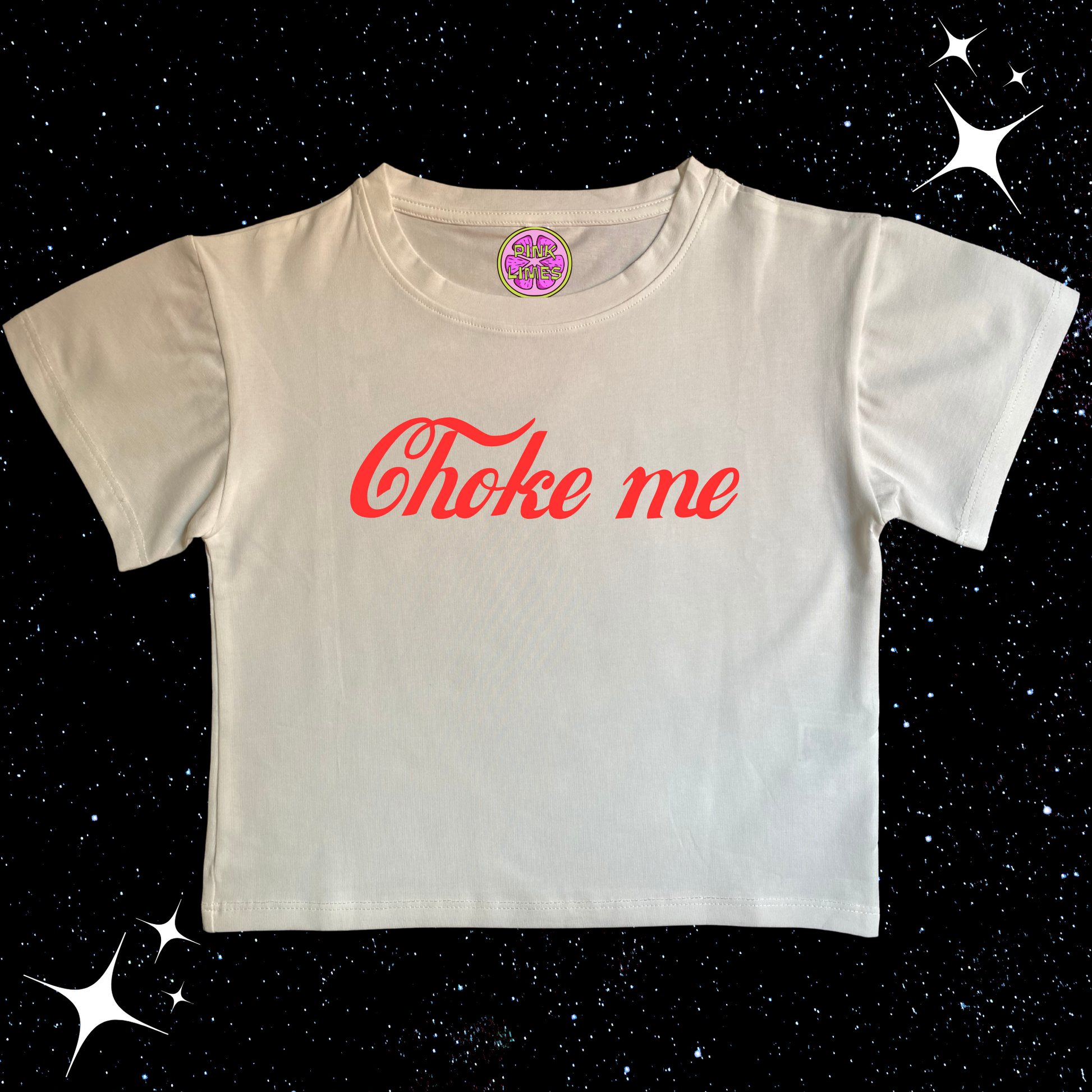 Choke Me Crop Tee White Shirts & Tops PinkLimes Trending Streetwear