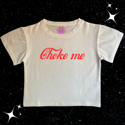 Choke Me Crop Tee White Shirts & Tops PinkLimes Trending Streetwear