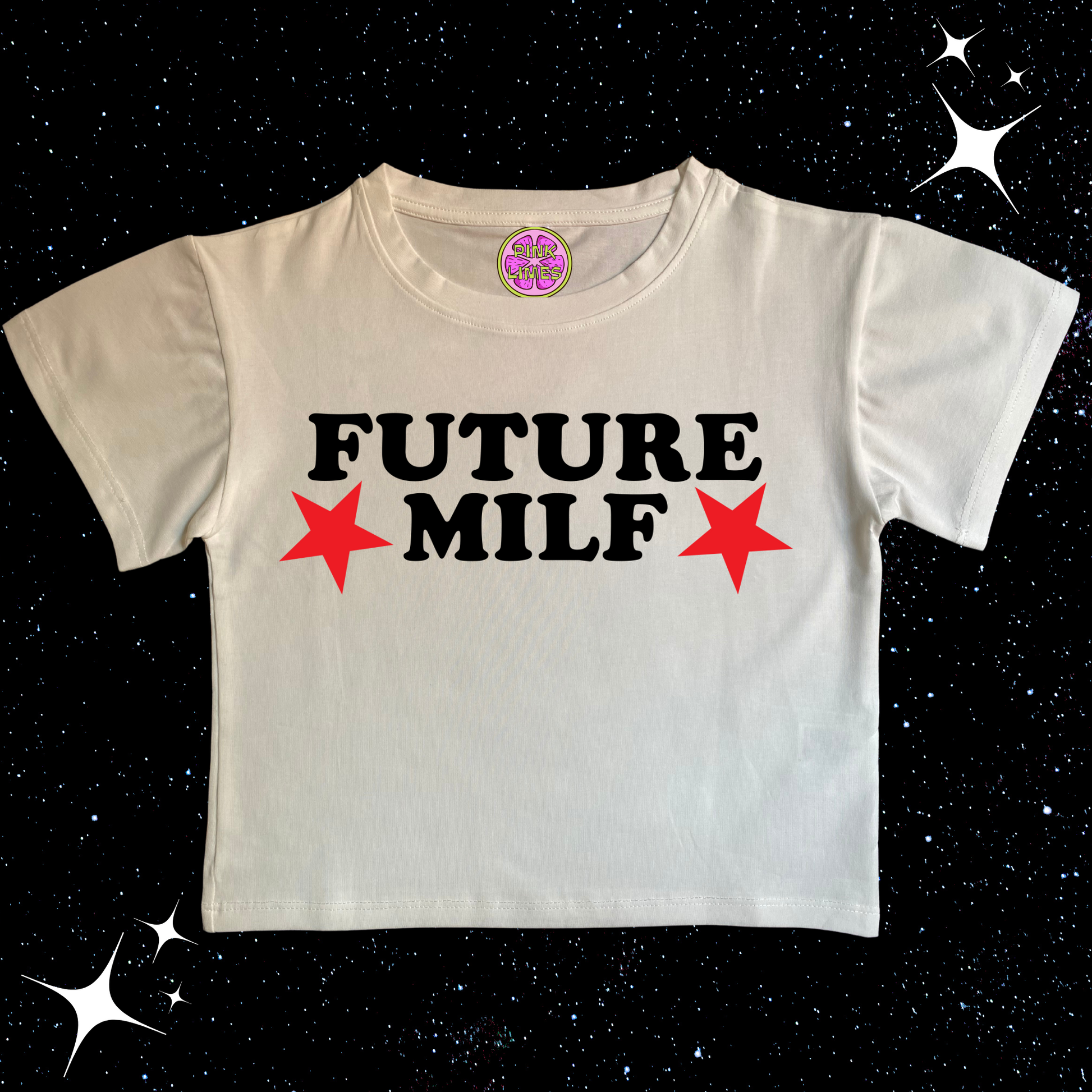 FUTURE MILF Crop Tee White Shirts & Tops PinkLimes Trending Streetwear