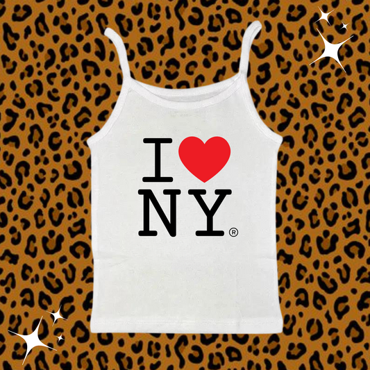 I Love NY Camisole Top White Shirts & Tops PinkLimes Trending Streetwear