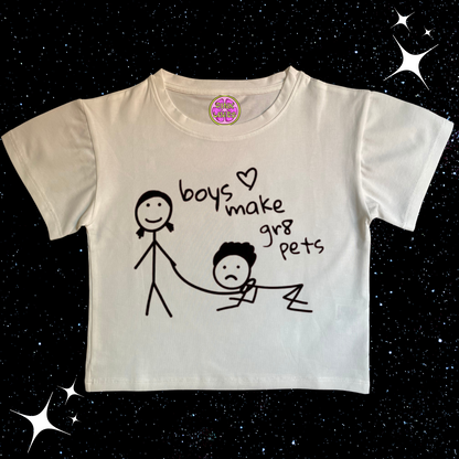 Boys Make Gr8 Pets Crop Tee White Shirts & Tops PinkLimes Trending Streetwear