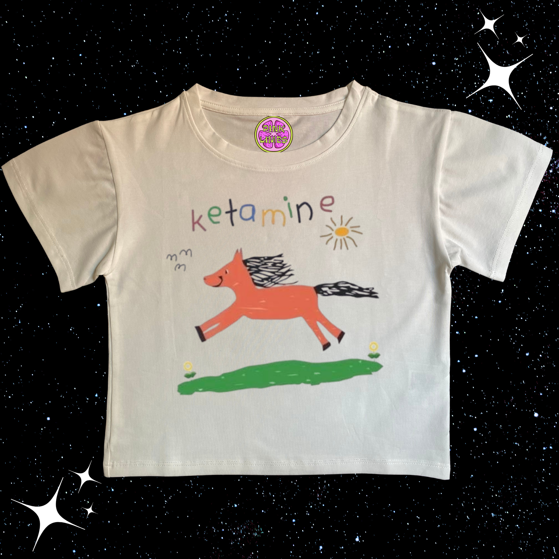 K*tamine Kids Drawing Crop Tee White Shirts & Tops PinkLimes Trending Streetwear