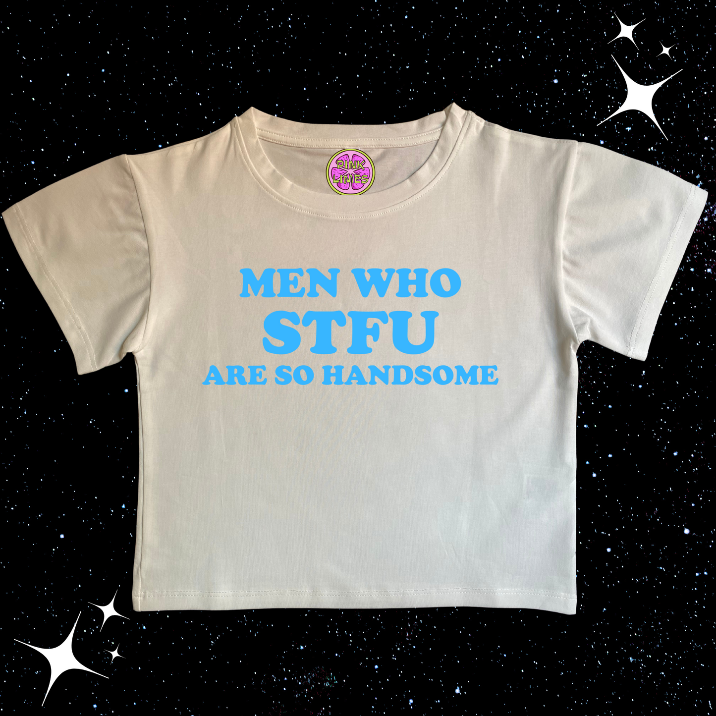 Men Who STFU Are So Handsome Crop Tee White Shirts & Tops PinkLimes Trending Streetwear