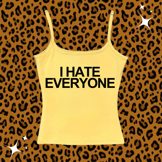 I Hate Everyone Camisole Top Yellow Shirts & Tops PinkLimes Trending Streetwear