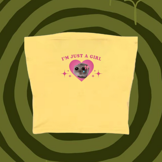 I'm Just A Girl Tube Top Yellow Shirts & Tops PinkLimes Trending Streetwear