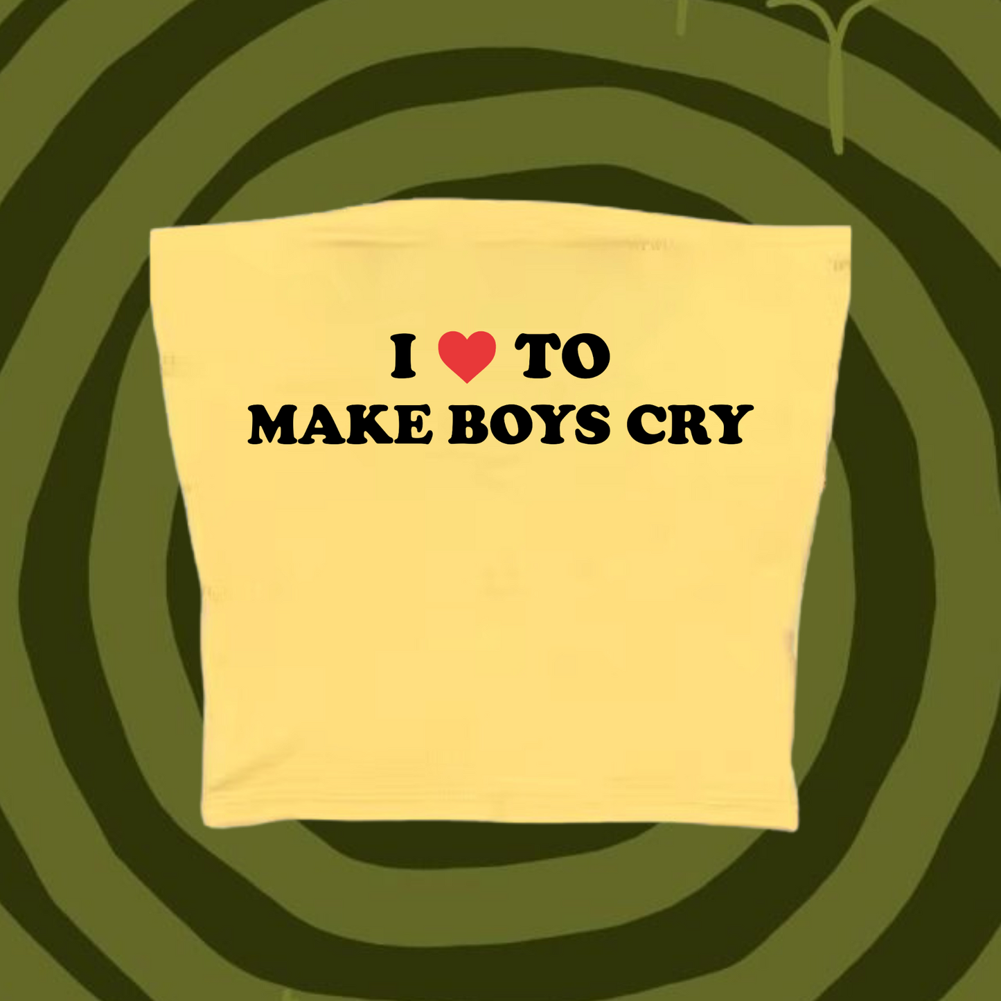 I Love To Make Boys Cry Tube Top Yellow Shirts & Tops PinkLimes Trending Streetwear