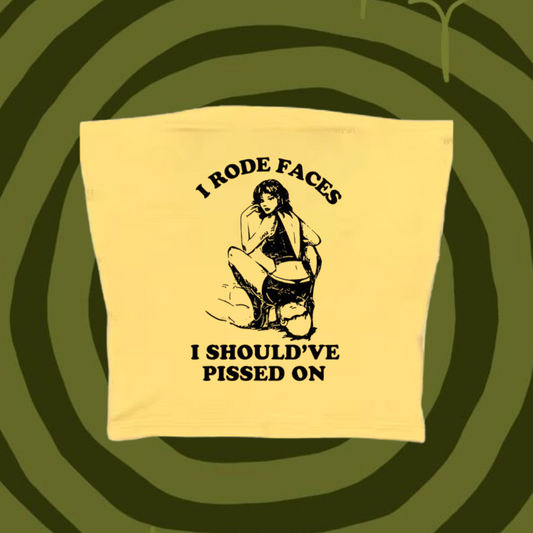 I Rode Faces Tube Top Yellow Shirts & Tops PinkLimes Trending Streetwear