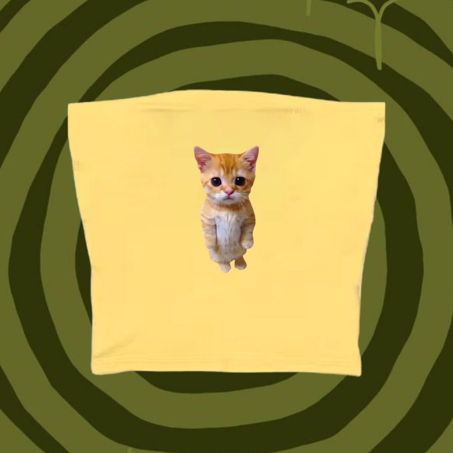 Cute Cat Tube Top Yellow Shirts & Tops PinkLimes Trending Streetwear