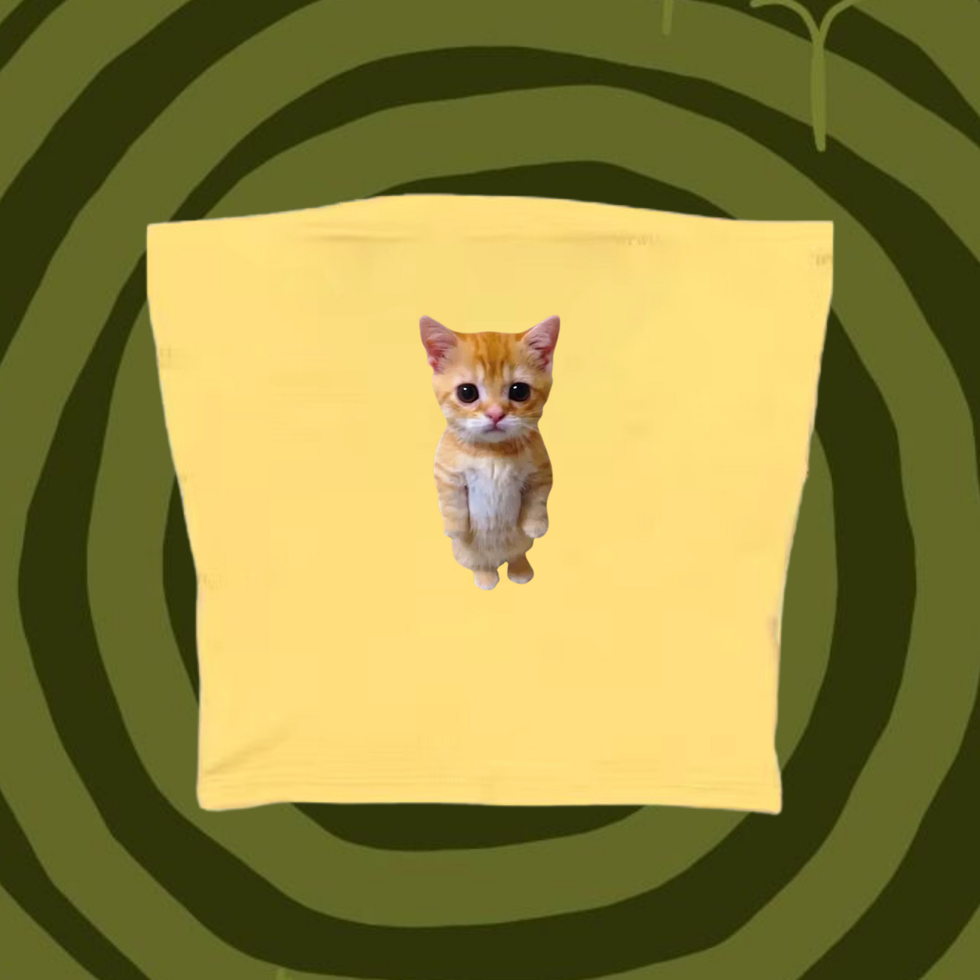 Cute Cat Tube Top Yellow Shirts & Tops PinkLimes Trending Streetwear