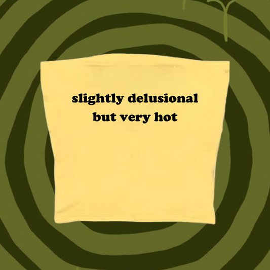 Slightly Delusional But Very Hot Tube Top Yellow Shirts & Tops PinkLimes Trending Streetwear