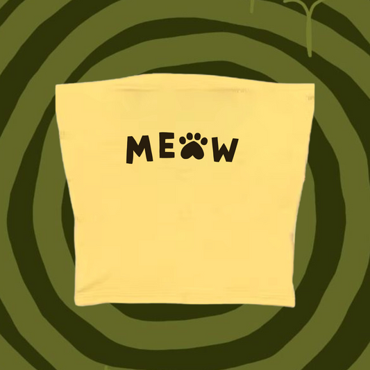 Meow Tube Top Yellow Shirts & Tops PinkLimes Trending Streetwear