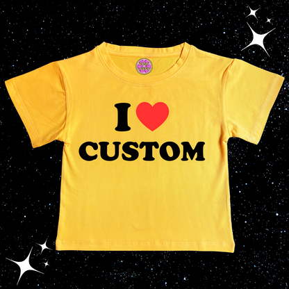 I Love Custom Crop Tee Yellow Shirts & Tops PinkLimes Trending Streetwear