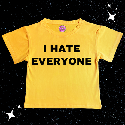 I HATE EVERYONE Crop Tee Yellow Shirts & Tops PinkLimes Trending Streetwear