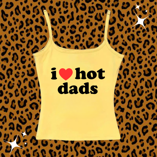 I Love Hot Dads Camisole Top Yellow Shirts & Tops PinkLimes Trending Streetwear