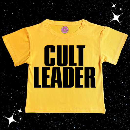CULT LEADER Crop Tee Yellow Shirts & Tops PinkLimes Trending Streetwear