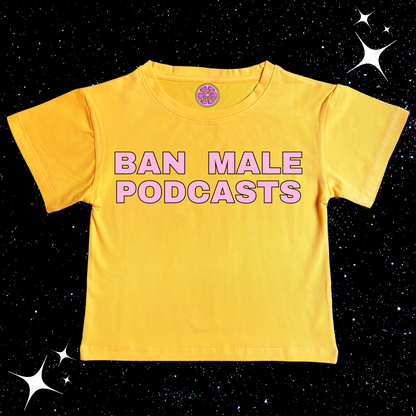 Ban Male Podcasts Crop Tee Yellow Shirts & Tops PinkLimes Trending Streetwear