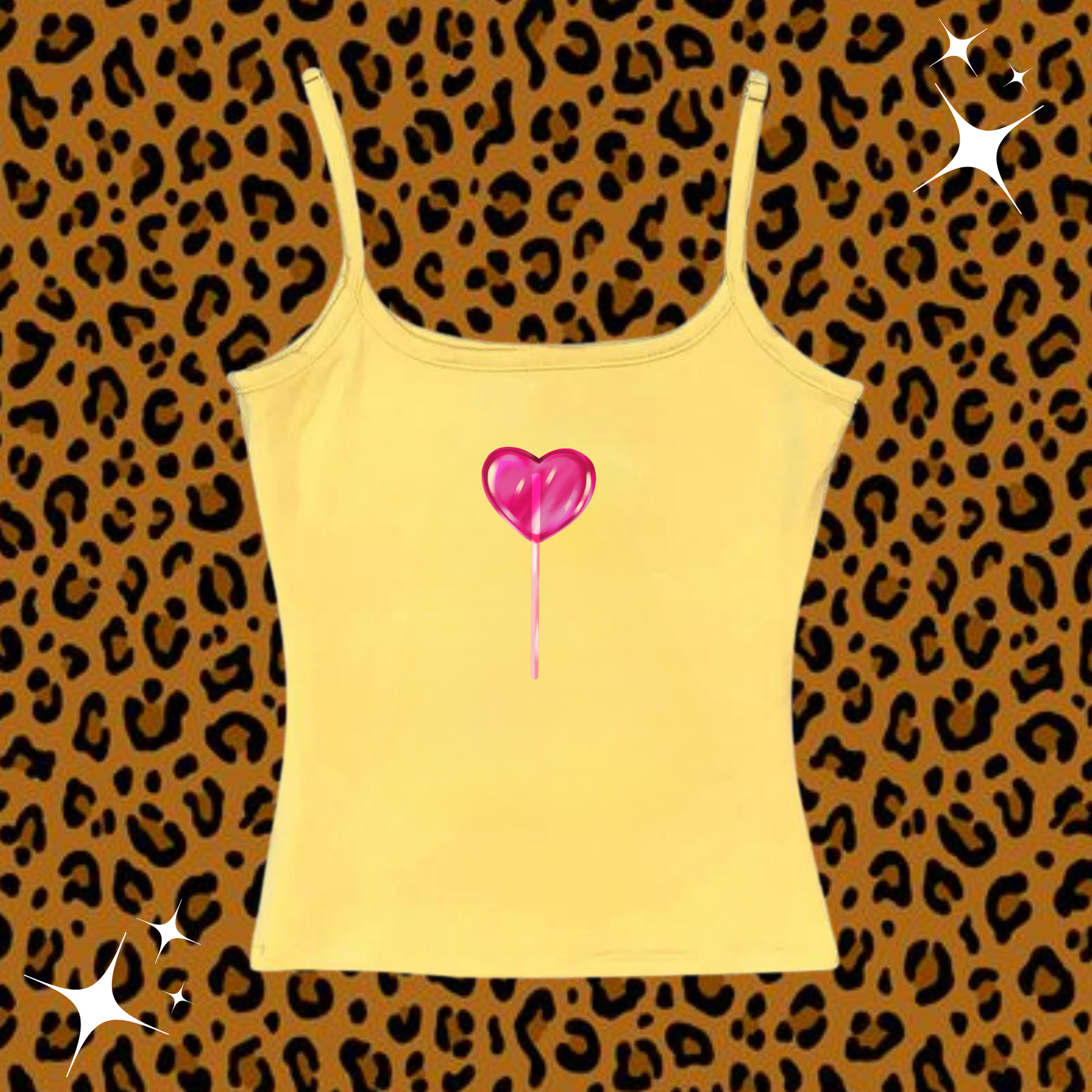 Heart Lollipop Camisole Top Yellow Shirts & Tops PinkLimes Trending Streetwear