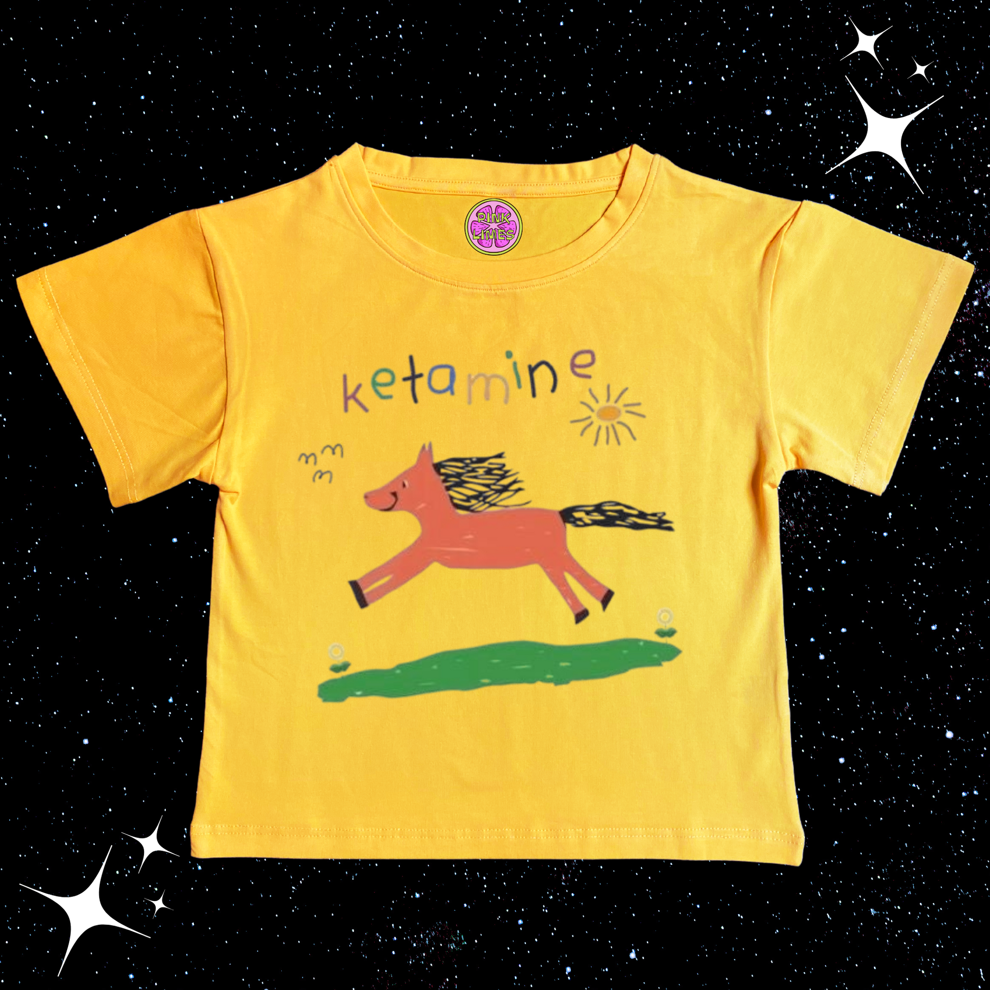 K*tamine Kids Drawing Crop Tee Yellow Shirts & Tops PinkLimes Trending Streetwear