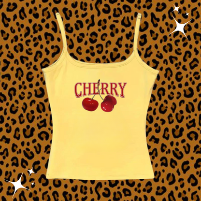 Cherry Camisole Top Yellow Shirts & Tops PinkLimes Trending Streetwear
