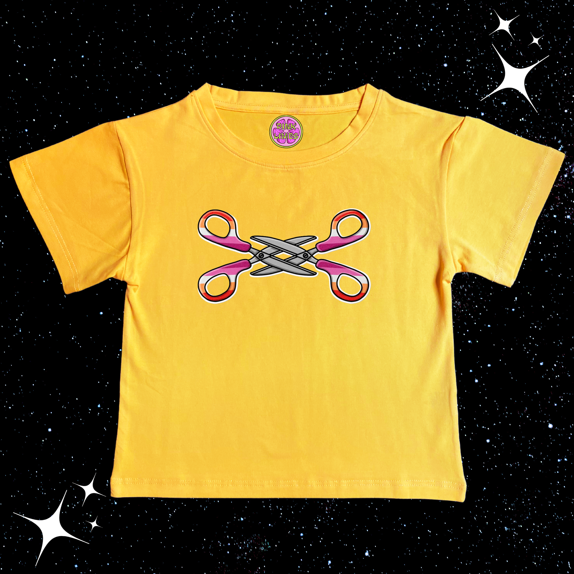 Scissor Love Crop Tee Yellow Shirts & Tops PinkLimes Trending Streetwear