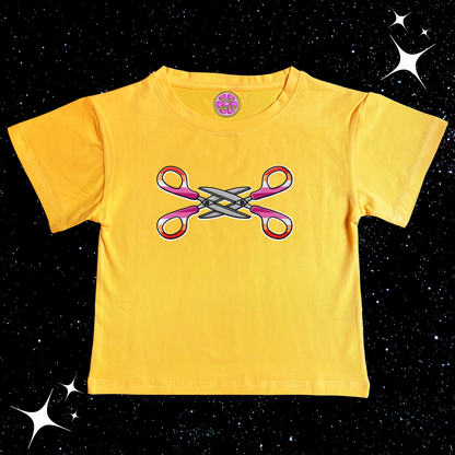 Scissor Love Crop Tee Yellow Shirts & Tops PinkLimes Trending Streetwear