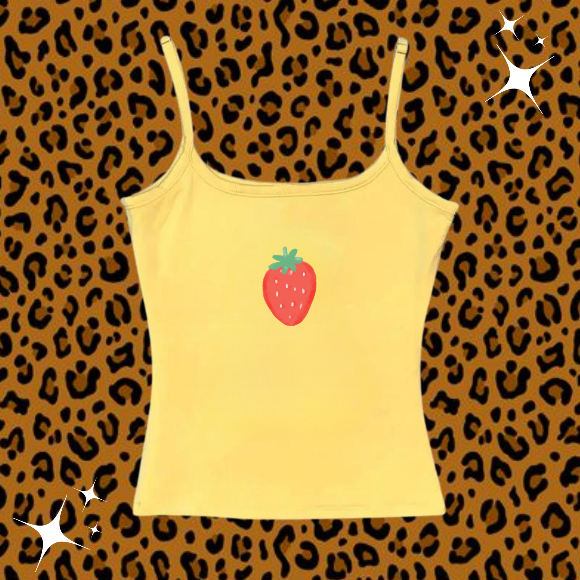 Strawberry Camisole Top Yellow Shirts & Tops PinkLimes Trending Streetwear