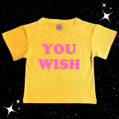 You Wish Crop Tee Yellow Shirts & Tops PinkLimes Trending Streetwear