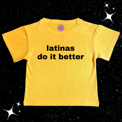 Latinas Do It Better Crop Tee Yellow Shirts & Tops PinkLimes Trending Streetwear