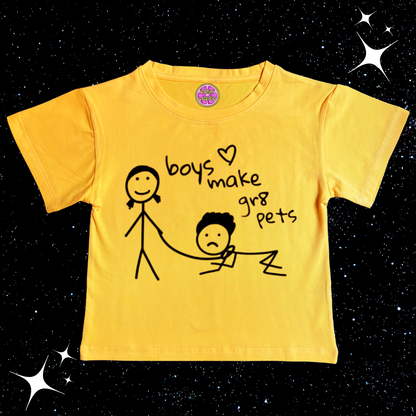 Boys Make Gr8 Pets Crop Tee Yellow Shirts & Tops PinkLimes Trending Streetwear
