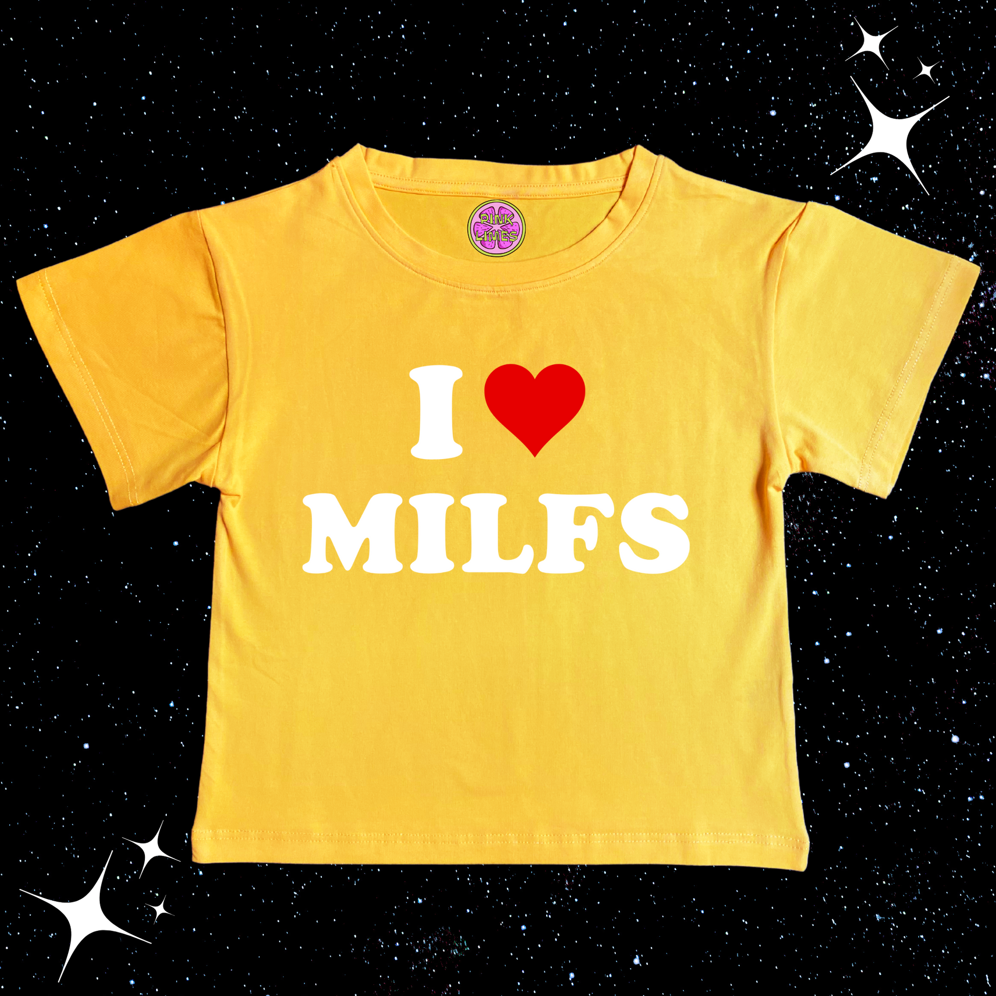 I Love MILFS Crop Tee Yellow Shirts & Tops PinkLimes Trending Streetwear