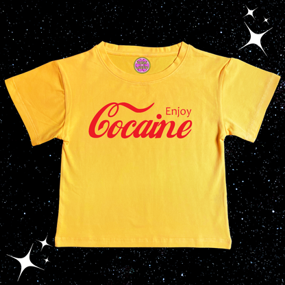 Enjoy Coke Crop Tee Yellow Shirts & Tops PinkLimes Trending Streetwear