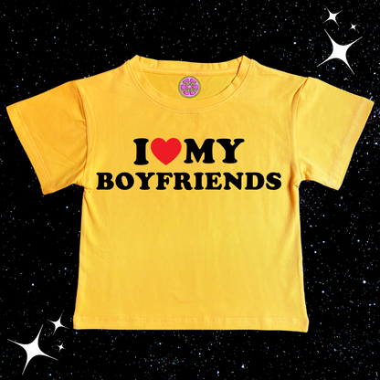 I Love My Boyfriends Crop Tee Yellow Shirts & Tops PinkLimes Trending Streetwear