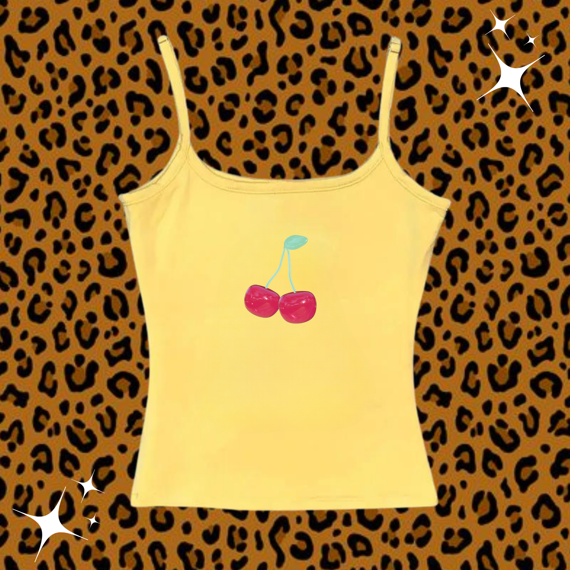 Cherry Camisole Top Yellow Shirts & Tops PinkLimes Trending Streetwear