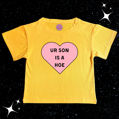 Ur Son Is A H*e Crop Tee Yellow Shirts & Tops PinkLimes Trending Streetwear