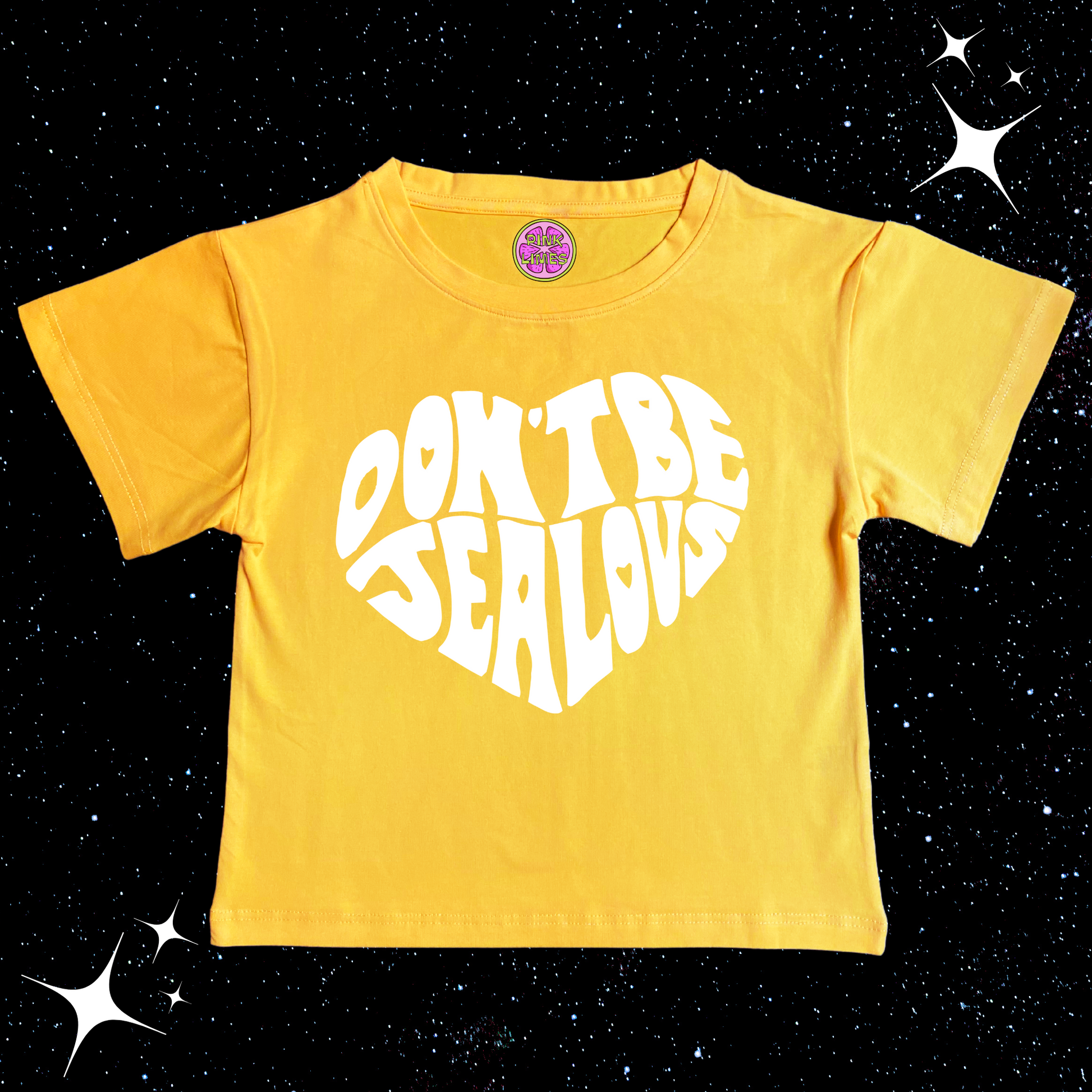 Don't Be Jealous Crop Tee Yellow Shirts & Tops PinkLimes Trending Streetwear