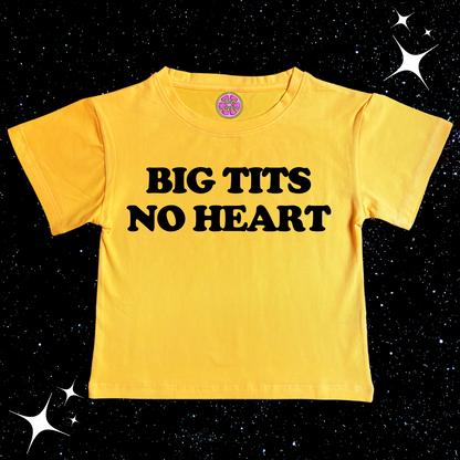 Big T*ts No Heart Crop Tee Yellow Shirts & Tops PinkLimes Trending Streetwear