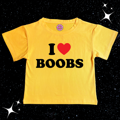 I Love B*obs Crop Tee Yellow Shirts & Tops PinkLimes Trending Streetwear