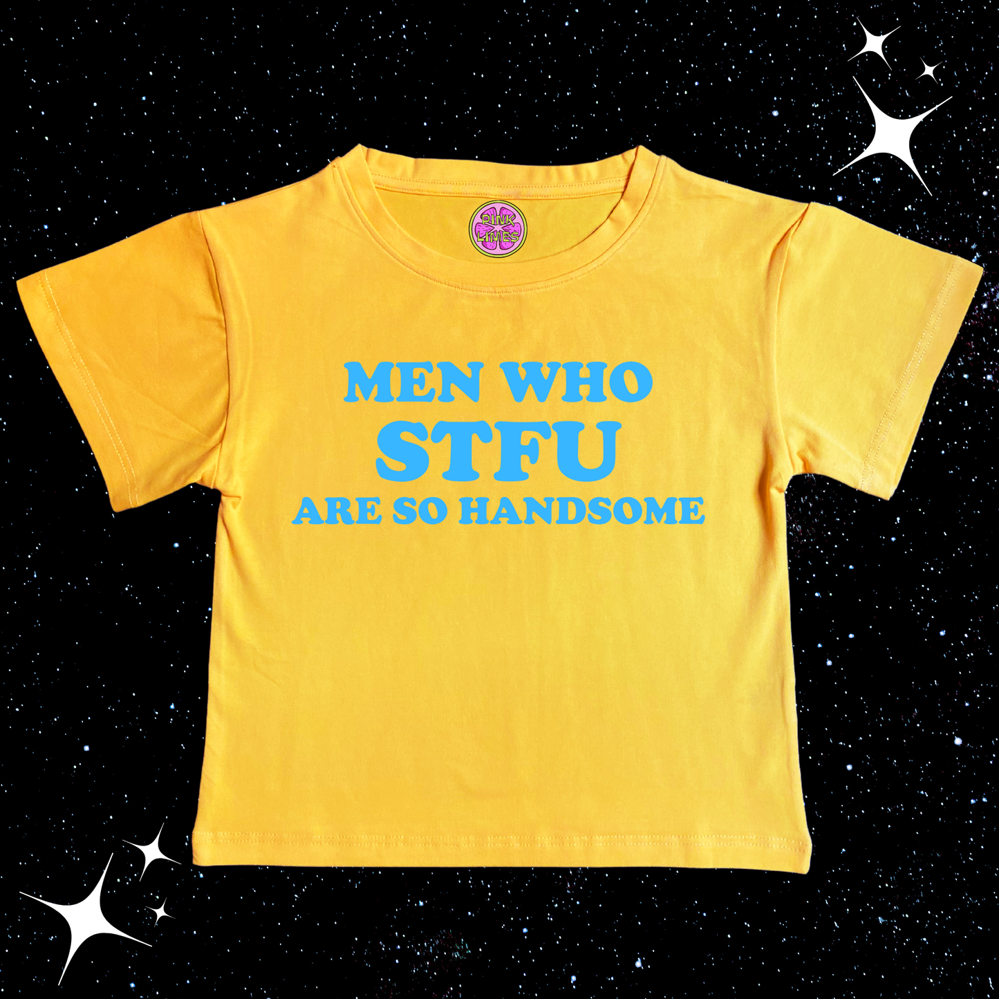 Men Who STFU Are So Handsome Crop Tee Yellow Shirts & Tops PinkLimes Trending Streetwear