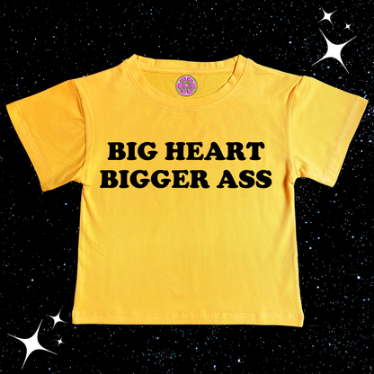 Big Heart Bigger Ass Crop Tee Yellow Shirts & Tops PinkLimes Trending Streetwear