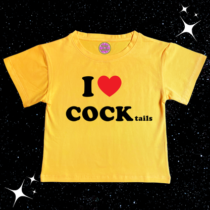 I LOVE COCKtails Crop Tee Yellow Shirts & Tops PinkLimes Trending Streetwear
