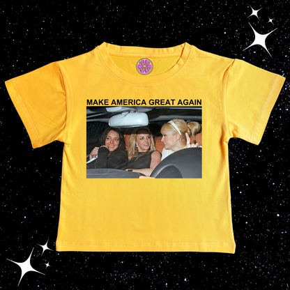 Make America Great Again Crop Tee Yellow Shirts & Tops PinkLimes Trending Streetwear