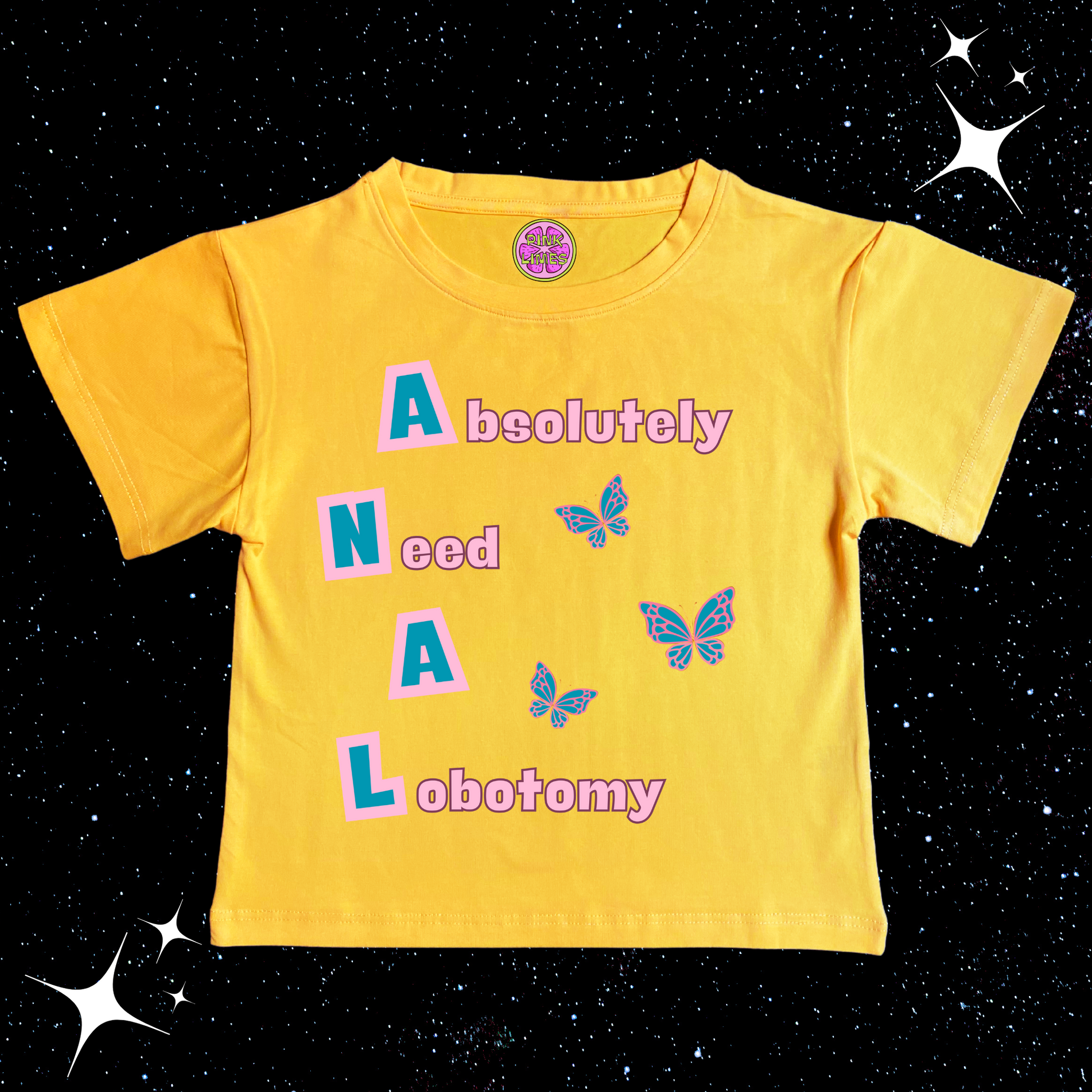 Absolutely Need A Lobotomy Crop Tee Yellow Shirts & Tops PinkLimes Trending Streetwear