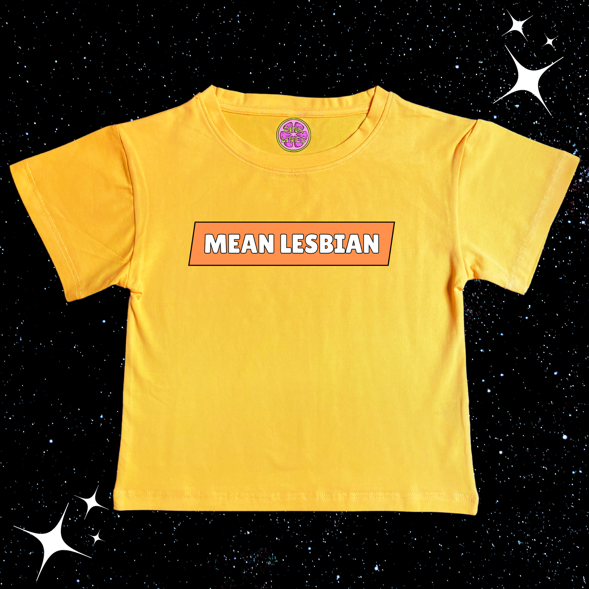 Mean Lesbian Crop Tee Yellow Shirts & Tops PinkLimes Trending Streetwear