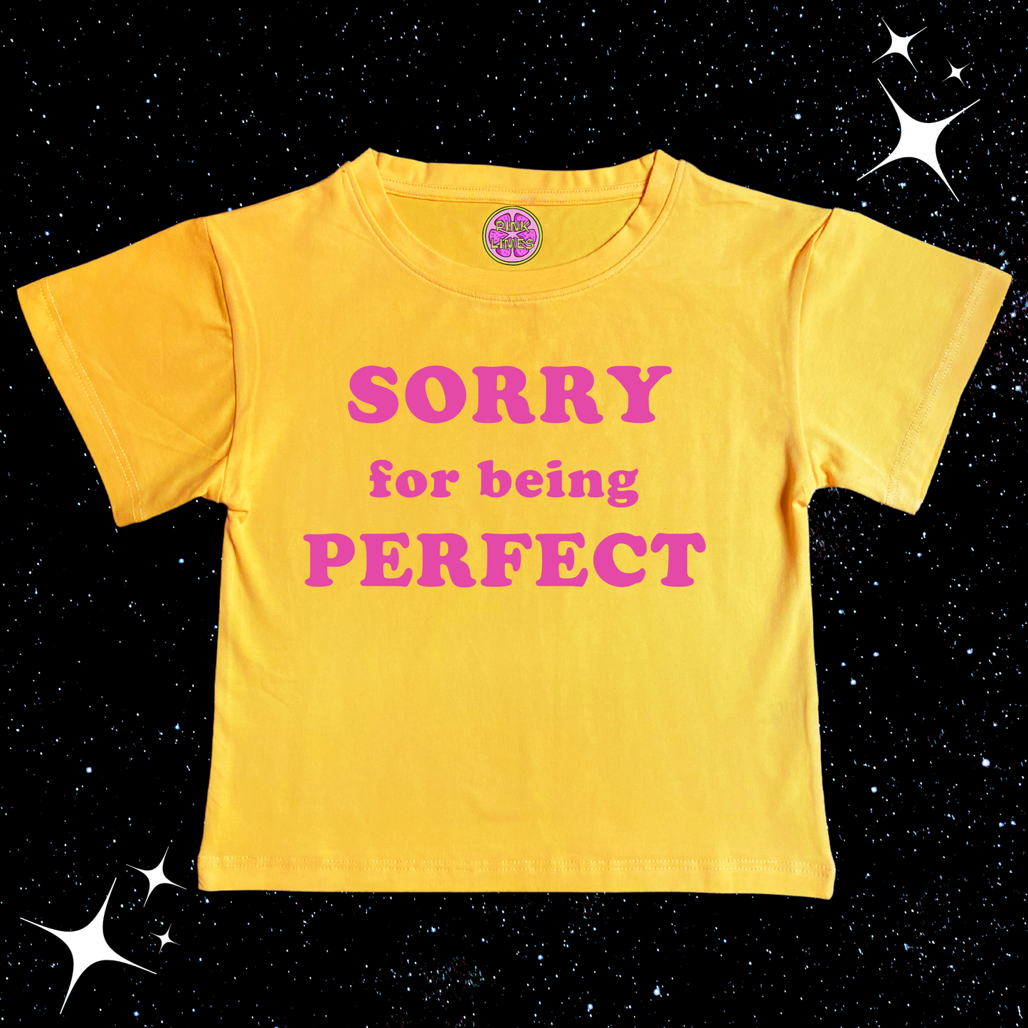 Sorry For Being Perfect Crop Tee Yellow Shirts & Tops PinkLimes Trending Streetwear