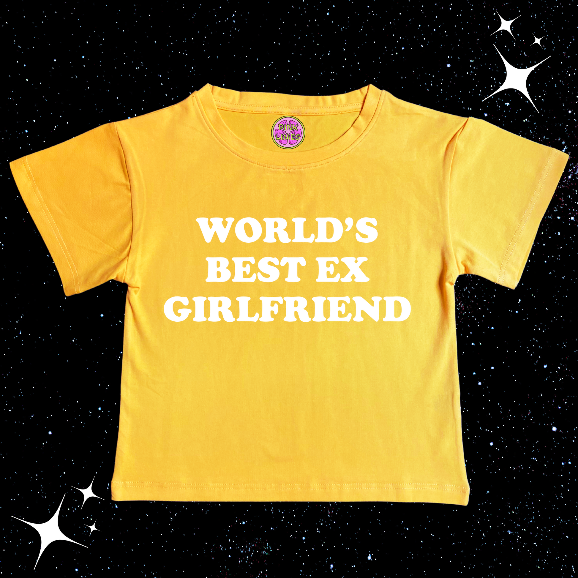 Worlds Best Ex Girlfriend Crop Tee Yellow Shirts & Tops PinkLimes Trending Streetwear