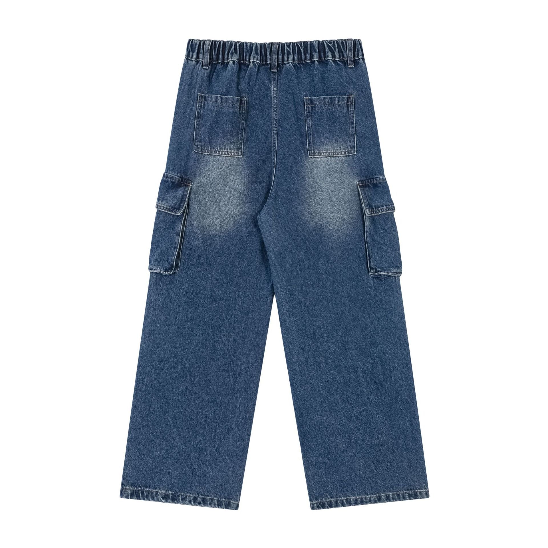 Navy Blue Cargo Washed Jeans PinkLimes Trending Streetwear