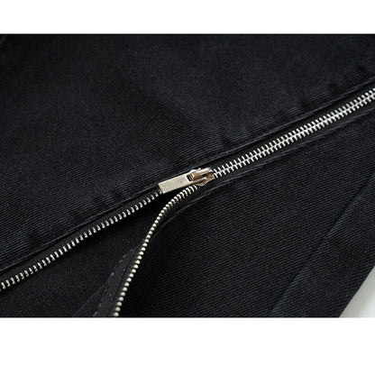 Unisex Black Zipper Slant Wide-Leg Jeans PinkLimes Trending Streetwear